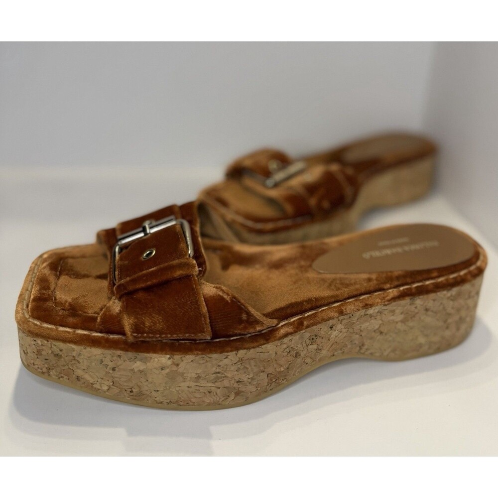 Paloma Barcelo Made In Spain Orange velvet sandals Size 8
